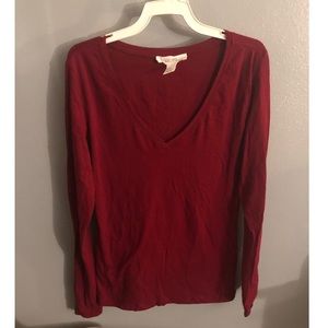 Dark red long sleeve v-neck